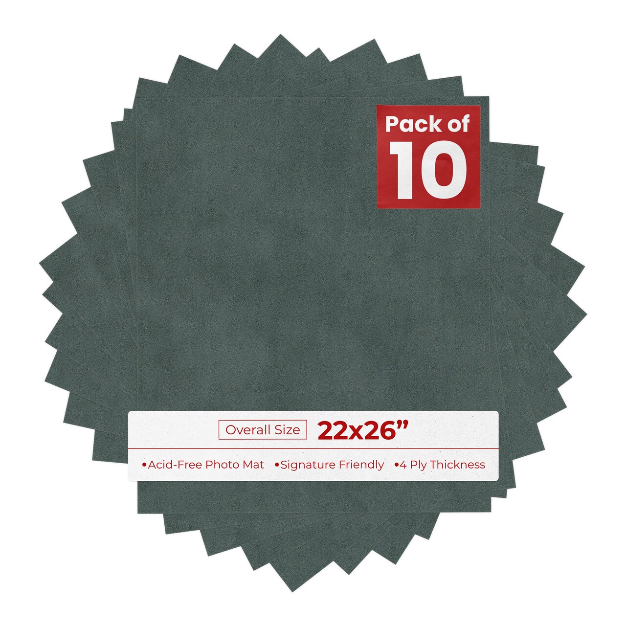 Dark Grey Suede 22x26 Uncut Mat Board - Blank Sheets, No Opening
